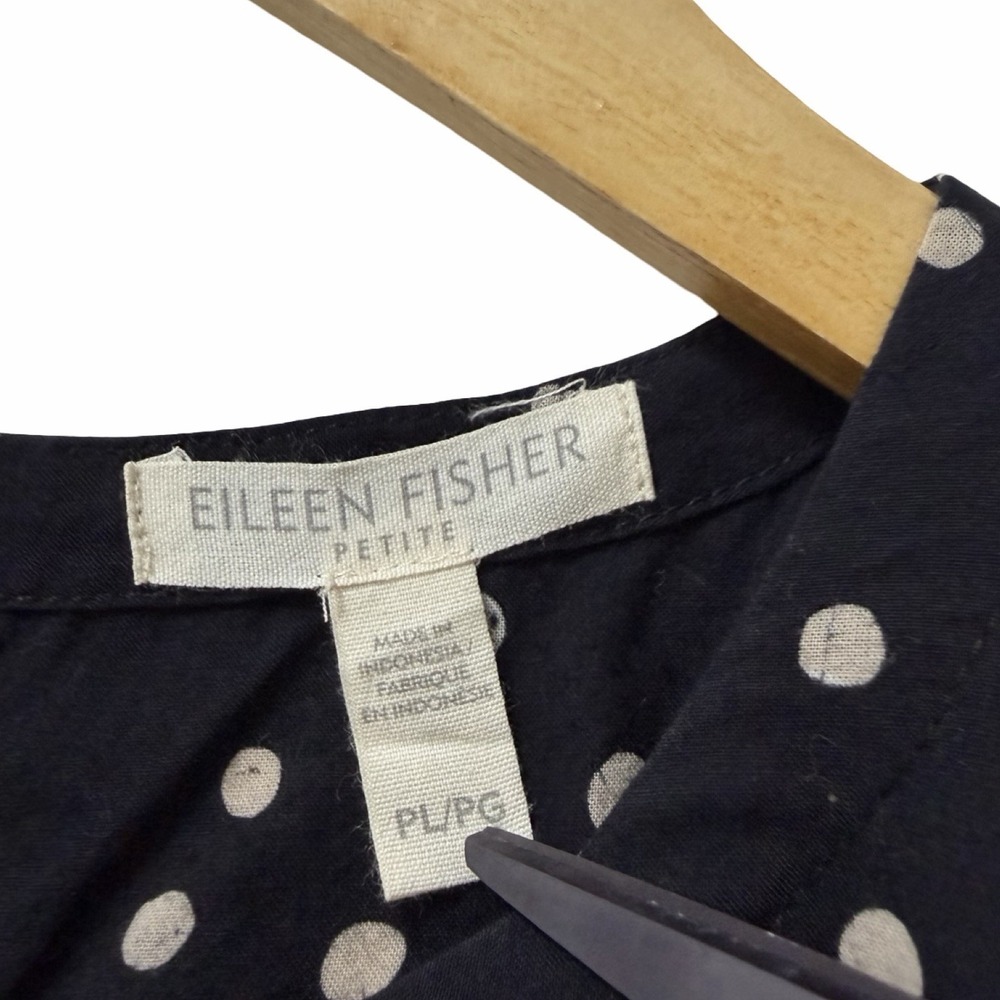 Eileen Fisher Womens Organic Cotton Polka Dot Shift Mini Dress Size LP Black - Picture 5 of 6